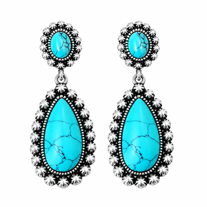 Orecchini Pendenti Vintage Boho Blu-Verde a Goccia per Donna, Gioielli di Moda - Product Image 1