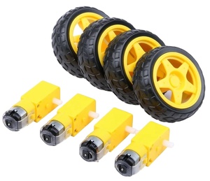 Moteur électrique à courant continu avec roue de pneu de moteur en plastique TT <span class=keywords><strong>3</strong></span>-6V moteur à engrenages à double arbre TT moteur de boîte de vitesses magnétique pour voiture intelligente <span class=keywords><strong>Arduino</strong></span> - Product Image 5