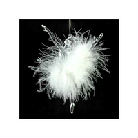 Ornement de Noël élégant en acrylique transparent avec motif de plumes, danseur, boule de verre imprimée UV faite à la main, emballée dans une boîte, ornement de Noël pour la maison