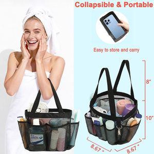 Multi-purpose <b>Shower</b> <b>Storage</b> Mesh Tote Bag with 2 Handles for Toiletry Bathroom Beach Travel Camping Essentials Organiser Bag - Product Image 3