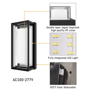 RGBCW App <strong>Controlled</strong> LED Outdoor Wall Light 14 Inch 22W IP65 ETL CETL 100-277V Exterior Aluminum Wall Lamp - Product Image 4
