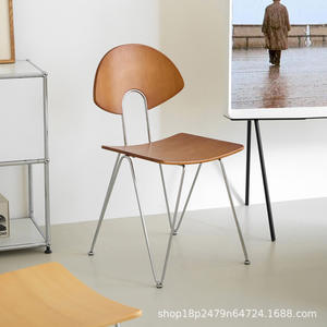 Silla de comedor de madera maciza en forma de arco, color nogal, con respaldo para comedor - Product Image 5