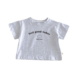 재고 있음 한국 스타일 곰과 글자 프린트 크루넥 반팔 상의(베이비 6M-3Y, 여름용) - Product Image 5