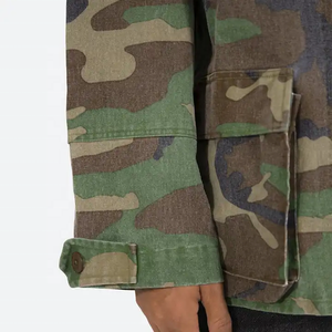 Haute qualité 100% coton partout impression camouflage chemises <span class=keywords><strong>Vintage</strong></span> lavé personnalisé hommes surdimensionné boutonné Cargo vestes manteaux - Product Image 5