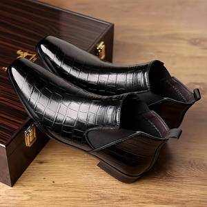 Botas de Tobillo con Cremallera y Patrón de Cuero Genuino para Hombre, Punta Puntiaguda, Suela de Goma Antideslizante, para Oficina, Carrera, Todas las Temporadas, Venta al por Mayor - Product Image 5