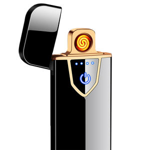 Cheap Customized Electric Windproof Rechargeable Slim Portable Fingerprint Touch Control Coil <b>Cigarette</b> Flip Top <b>USB</b> <b>Lighter</b> - Product Image 2