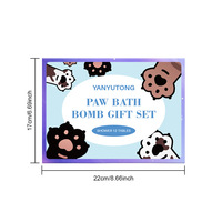 Ensemble de bombes de bain en forme de patte de chat, 12 pièces, 1000g, à base de plantes, faites à la main, boule effervescente bleue, hydratante, relaxante, coffret cadeau mignon, OEM
