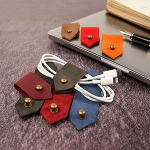 Genuine Leather Embossed Portable Cord Organizer Brass Snap Cable <b>Holder</b> Charger Modern Desk Travel Accessory <b>Stocking</b> Gift - Product Image 6