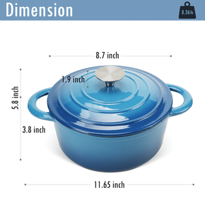 Cocotte en fonte émaillée Db Cookwin 5Qt avec couvercle en verre céramique pour le camping et la cuisine - Product Image 6