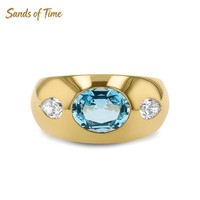 Bague pour homme en argent 925 avec arrangement multi-pierres, gemme bleu ciel et moissanite, sertie clos, pour soirée, vente en gros, personnalisable