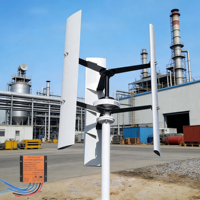 Éolienne à axe vertical (VAWT) 800W 12V/24V/48V, générateur éolien domestique à 3 pales avec contrôleur de charge MPPT pour usage domestique