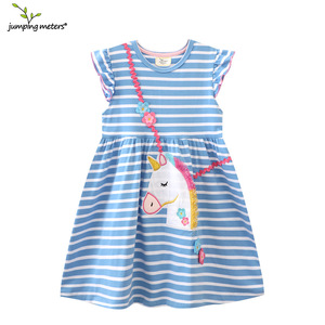 Vestito Estivo per Bambine Stile Europeo-Americano, Nuovo Modello a Maniche Corte, <span class=keywords><strong>Principessa</strong></span> in Maglia di Cotone con Unicorno Cartoon Ecologico - Product Image 1