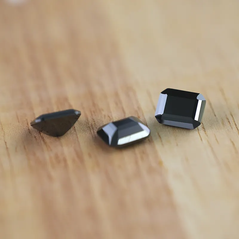 SICGEM Small Emerald Cut Rectangle Shape Color Synthetic Diamond Black Moissanite