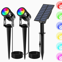 Projecteur solaire de jardin RGB IP65 personnalisable avec logo et emballage, résistant à l'eau et doté d'un capteur de lumière