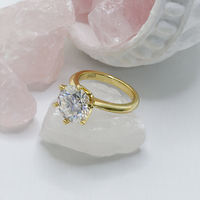 Paston takı özel 11mm 5CT DEF VVS yuvarlak parlak kesim Solitaire anites tektaş yüzük kadınlar için 925 gümüş nişan yüzüğü
