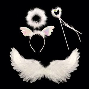 Cute Children Girls Princess <b>Feather</b> Angel Wings <b>Headband</b> Magic Wand Party Cosplay Dress - Product Image 1