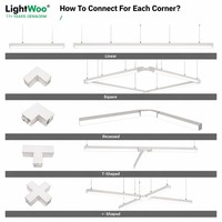 Luminaire linéaire LED architectural connectable avec couvercle en PC à haute transmission, lampe suspendue intérieure 3CCT, luminaire suspendu de bureau