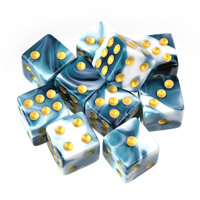 Lot de dés miniatures D6 de 12 mm en acrylique bicolore marbré à six faces avec points dorés pour jeux de société TTRPG