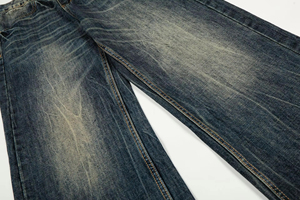 <span class=keywords><strong>Pantalones</strong></span> <span class=keywords><strong>Vaqueros</strong></span> Anchos de Algodón para Hombre, Diseño Baggy de Mezclilla Pesada con Efecto Whisker - Product Image 5