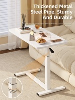 Bureau portable réglable en hauteur blanc pour ordinateur portable, table d'appoint en forme de C pour lit, canapé, chambre et salon