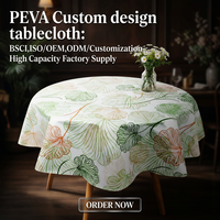 Nappe en plastique PEVA à imprimé floral personnalisé OEM ODM, avec support en flanelle, imperméable, résistante à l'huile, écologique, taille personnalisée, marchés US et UE
