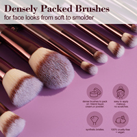 Ensemble de pinceaux de maquillage professionnels BS-MALL, 14 pièces, ensemble de pinceaux de maquillage de voyage portables, petits pinceaux de maquillage de voyage, éponge pour fond de teint avec sac