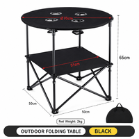 Table de loisirs pliante portable en acier au carbone, tissu Oxford 600D et 4 porte-gobelets, design décontracté pour les rassemblements à la plage
