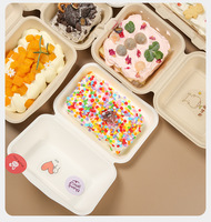 Boîte bento rectangulaire en pulpe biodégradable pour hamburger, gâteau, pâtisserie, dessert, emballage à emporter - Personnalisable