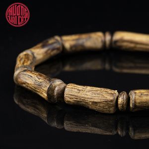 Elegante Pulsera de Agarwood para Mujer con Forma de Bambú y Cuentas Semisuecidas, Joyería Sofisticada de Oud - Product Image 2
