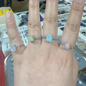 وصل حديثًا من الفضة الإسترلينية ، خاتم إصبع قابل للتعديل ، أحجار كريمة خام بيضاوية لتزيين المجوهرات - Product Image 6