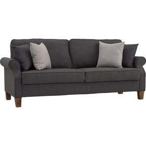 Sophisticated Grey Fabric IMPALA 3 Seater <b>Sofa</b> Modern Large Couch with Sturdy Wood Base <b>for</b> Contemporary Home Interiors - Product Image 1