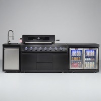 Barbecue GPL Commercial de Luxe Moderne C15 avec Allumage Électronique pour Fêtes en Extérieur, en Acier Inoxydable Noir de Qualité Supérieure pour Cuisine Arrière-cour