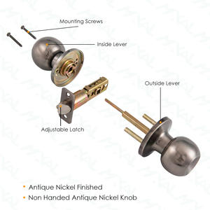 مقابض أبواب من الفولاذ المقاوم للصدأ بتصميم عتيق مع قفل، مقبض أنبوبي دائري بمفتاح، قفل كروي للأبواب الداخلية وغرف النوم والحمامات - Product Image 6