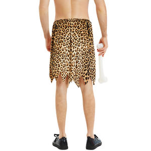 Costume de Caveman pour <span class=keywords><strong>homme</strong></span>, jupe à imprimé tigre, Halloween, préhistorique, tribal, cosplay, fête, déguisements - Product Image 6