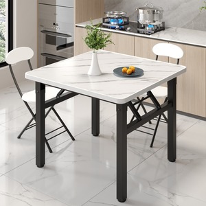 Portable <b>Folding</b> Square <b>Table</b> <b>Plastic</b> Top Metal Legs 4 Seater For Home Dining Study Rental Use - Product Image 3