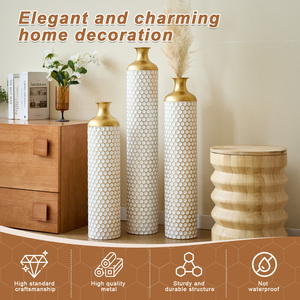 Vaso da terra in metallo, stile moderno, smaltato bianco, set da 3 pezzi, decorativo per la casa, a forma di goccia, grande - Product Image 6