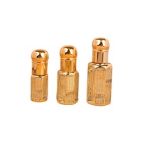 Bouteille Attar d'huiles de parfum Oud Simple de luxe 3ml vitrail avec bâton en plastique de forme plate et bouchon à vis doré quantité minimale de commande 100 pièces