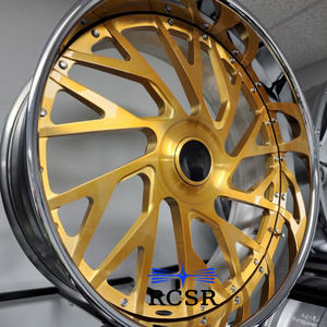 Jantes forgées sur mesure RCSR, jantes concaves, 20, 22, 23, 24, 26 pouces, verrouillage central, jantes chromées polies or pour Chevrolet <span class=keywords><strong>Bmw</strong></span> - Product Image 5