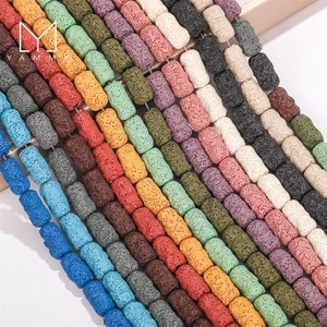 Yammy ร้อนขายส่งอย่างดีโปแลนด์หลอดบาร์เรลรูปร่างหินหลวมธรรมชาติภูเขาไฟลาวาหินลาวาสีดําลูกปัดสําหรับเครื่องประดับทํา - Product Image 4