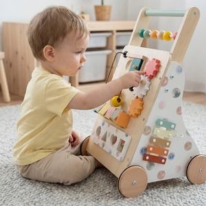 Andador de Madera Montessori y Carrito de Compras, Juguete Multifuncional con Tablero de Actividades Arcoíris para Niños Pequeños, Aprendizaje Educativo Temprano - Product Image 5