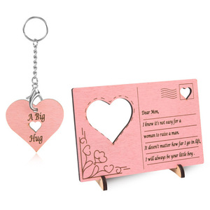 Carte postale en bois pour la fête des mères, carte de vœux en bois écologique, artisanat pour cadeaux, vente en gros - Product Image 4