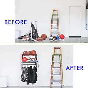 Ripiano per esercizi in metallo montato <span class=keywords><strong>a</strong></span> <span class=keywords><strong>parete</strong></span> La scaffalatura in ferro da basket consente di risparmiare spazio per la stabilità Design personalizzabile del soggiorno - Product Image 5