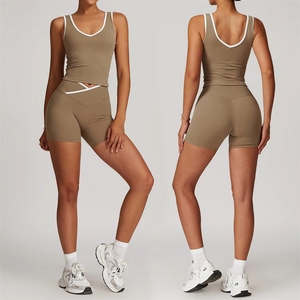 Vêtements <span class=keywords><strong>de</strong></span> <span class=keywords><strong>sport</strong></span> Pilates <span class=keywords><strong>de</strong></span> haute qualité, respirants, pour la gym et le fitness, ensemble <span class=keywords><strong>de</strong></span> yoga avec taille croisée - Product Image 5