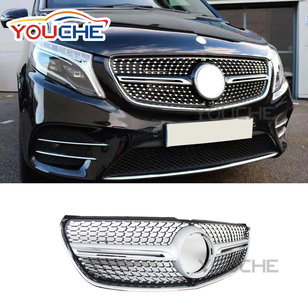 Алмазный радиатор передний бампер решетка капот для Mercedes V класса W447 V260 facelift 2015-2018 ABS решетка с камерой