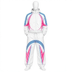 Conjunto de chándal cortavientos personalizado de dos piezas con chaqueta con cremallera y pantalón de nailon para hombre - Product Image 1
