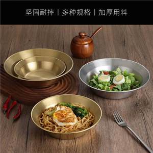 Stainless Steel Deep Plate Round Flat Bottom For Noodles Salad Crayfish Fruit Vegetables Home Use Solid Color - Product Image 5