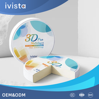 Bloc de Zircone IVISTA 3D Pro-Fast Sintering de Qualité Supérieure, Stabilité à Long Terme, 800-1200MPa, Translucidité 43-55%, pour Couronnes et Ponts