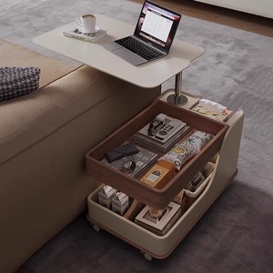 <span class=keywords><strong>Table</strong></span> d'appoint en bois de style moderne avec chariot mobile, <span class=keywords><strong>table</strong></span> basse réglable en hauteur pour canapé, utilisation dans le <span class=keywords><strong>salon</strong></span> - Product Image 5
