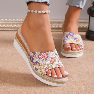 Sandales à talon compensé pour femme, nouveau style été 2025, décontractées et tendance, à une bride, pour la plage A11 - Product Image 1