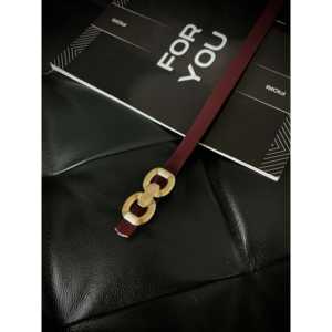 Cinturón de mujer Fiori con doble hebilla, piel de vaca, geométrico sólido, informal, de cuero genuino - Product Image 1